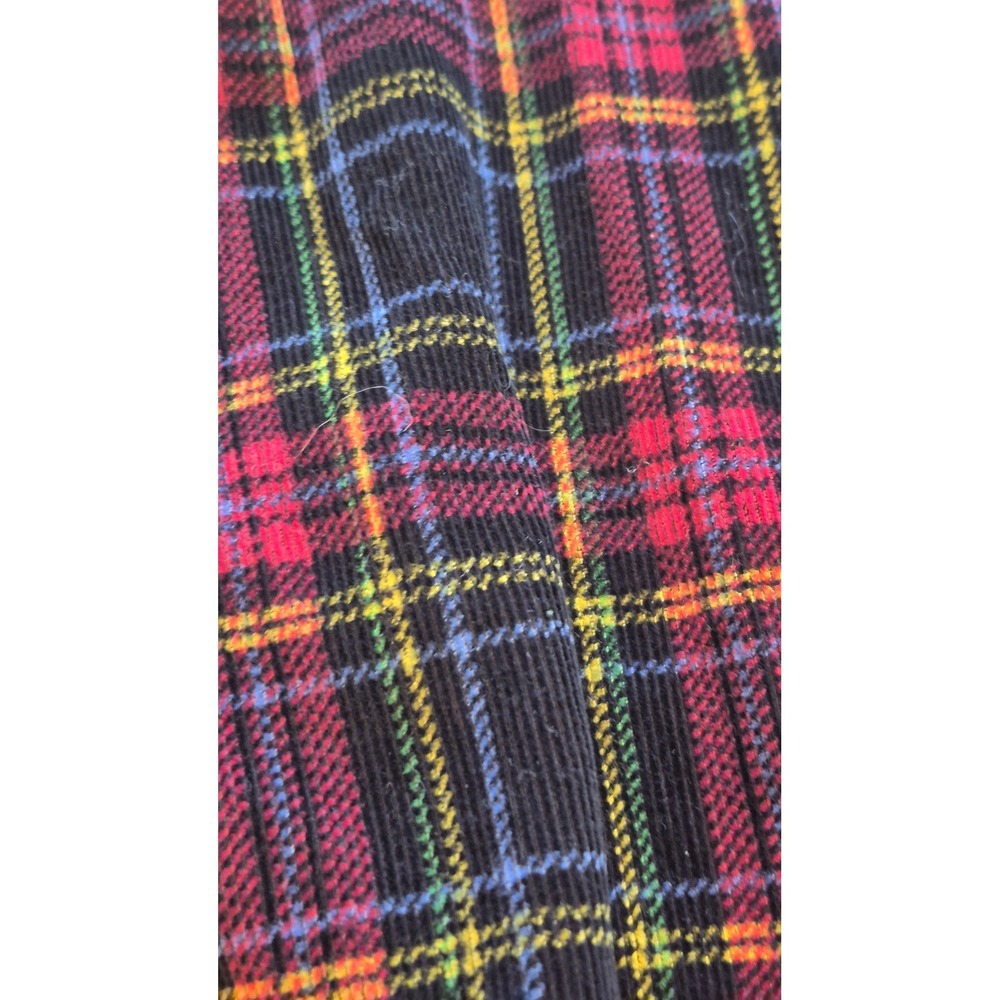 Vintage Plaid Corduroy Shorts Womens 18 Black Red Tartan Grunge Cottagecore - Picture 5 of 14